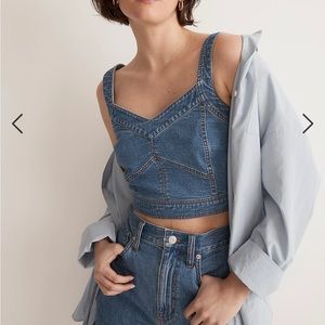 NWT Madewell Cotton-Hemp Denim Supercrop Tank Top in Gabler Wash